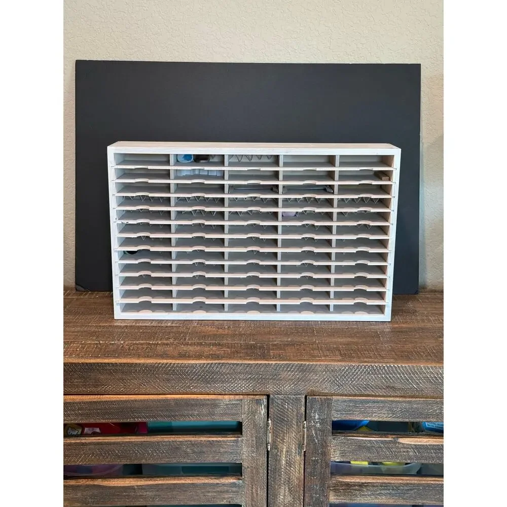 Stamp-n-Storage Wood Ink Pad Holder 70 Slot Organizer Made in USA Wall Mountable